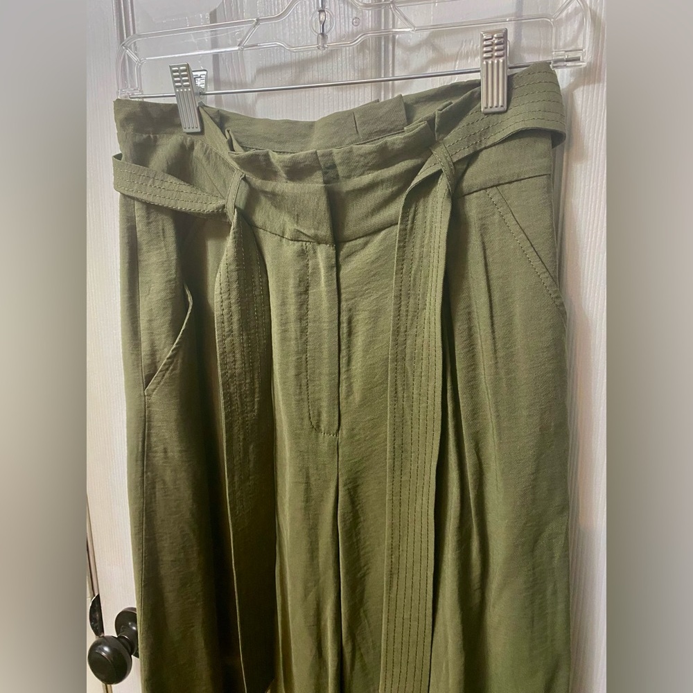 NTERMIX Matilda Paperbag Wide-Leg Pants in Army Green, 2, NWT - Picture 3 of 6